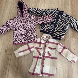 Bundle 3 Reversible toddler jackets and H&M sweater toddler size 3/4T
